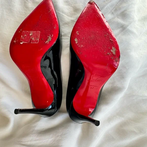 Christian Louboutin Pigalle 100mm Black Patent Pumps US 7 Worn Once - Picture 6 of 9
